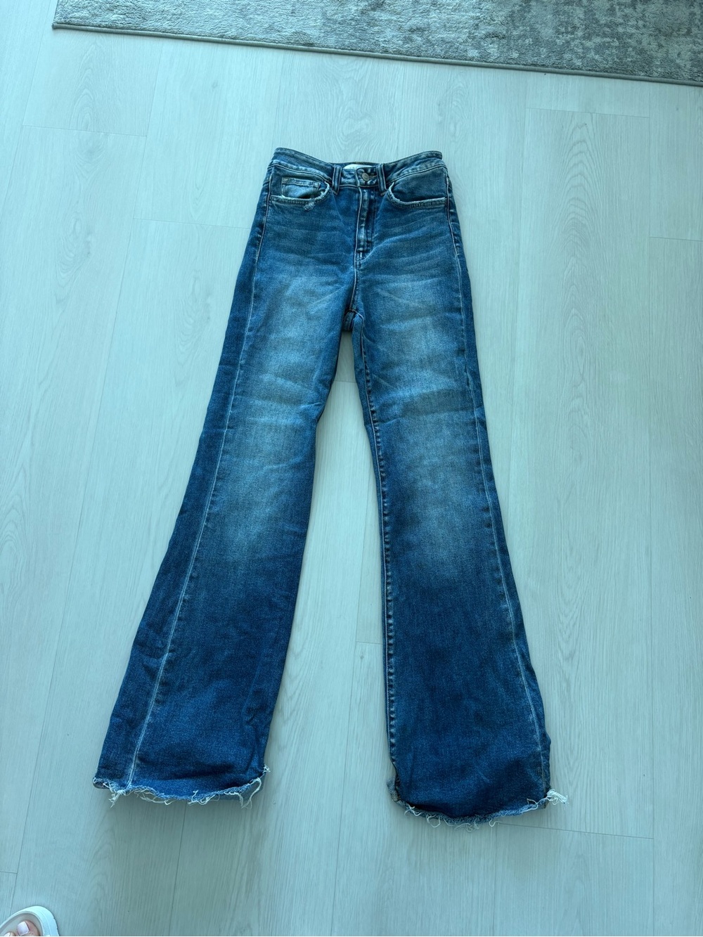 Flying Monkey Dark Blue Flare Jeans with Raw Hem